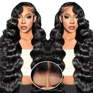 28 Inch Wear and Go Glueless Wigs Human Hair Pre Plucked Pre Cut 7x5 Straight Lace Front Wigs Human Hair Wigs for Women Ready to Wear Wigs 200% Density Natural Black