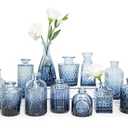 SUPMIND Glass Bud Vase Set of 12, Small Blue Flower Vases for Centerpieces in Bulk, Mini Vintage Vase for Wedding, Home,Table Decoration