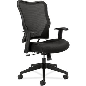 HON Wave High Back Ergonomic Office Chair with Adjustable Arms, Ergonomic Desk Chair, Breathable Mesh for Computer, 360 Swivel, Synchro-Tilt, Black