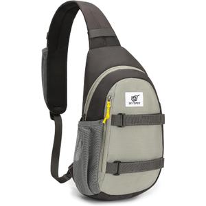 SKYSPER Sling Bag Anti-Theft RFID Crossbody Bag Travel Cross Body Backpack Shoulder Hiking Sling Daypack (Lightgray)