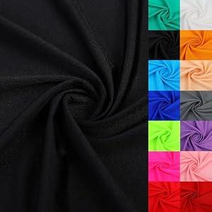 Nylon Spandex Fabric 80% Nylon, 20% Spandex Swimsuit Material Activewear Fabric 4-Way Stretch Lightweight Quick-Drying 59 inches Wide(Black, 1 Yard)