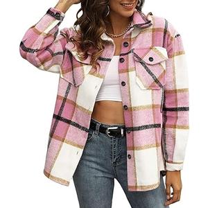 Shackets for Women Plaid Flannel Shirts Fall Winter Jackets Cute Tops Trendy Western Cowgirl Outfits Teen Girls Coats, L