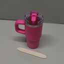 14 Oz Flip Straw Tumbler with Handle for Kids, Stainless Steel Double Wall Insulated Cup for Children with Flip Top Lid, 14 Oz Leak-proof Cups for Kids, Hot Pink