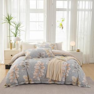 OAITE Duvet Cover Set Queen Size Floral Pattern 500 Thread Count Ultra Soft 100% Cotton Duvet Cover Sets 3-PC, Breathable Duvet Cover with Zipper Closure & Corner Ties