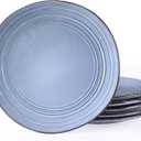 famiware Dinner Plates, 10.25 Inch Plate Set for 6, Reactive Glaze Speckled Hand-made Ceramic Plates, Microwave & Dishwasher Safe, Scratch Resistant, Twilight Series, Blue