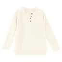 rrhss Girls Waffle Knit Sweaters Trendy Henley Button V Neck Long Sleeve Pullover Jumper Tops Off-White