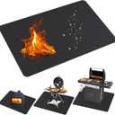 70 x 48 inches Under Grill Mats for Outdoor Grill, Easy to Clean Reusable Grill Mat for Deck, Double-Sided Fire Resistant, Water Resistant and Oil Proof, Fit for Indoor Fireplace Mat Fire Pit Mat