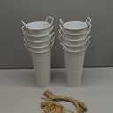 10 Set Galvanized Flower Buckets Farmhouse Flower Vases Metal Vases for Flowers Rustic Flower Bucket with Small Chalkboard Label Metal Flower Buckets for Flowers Wedding Table Centerpieces 10 inch (White)