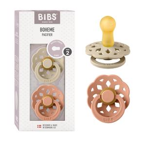 BIBS Pacifiers - Boheme Collection | BPA-Free Baby Pacifier | Made in Denmark | Set of 2 Vanilla/Peach Color Premium Soothers | Size 6-18 Months