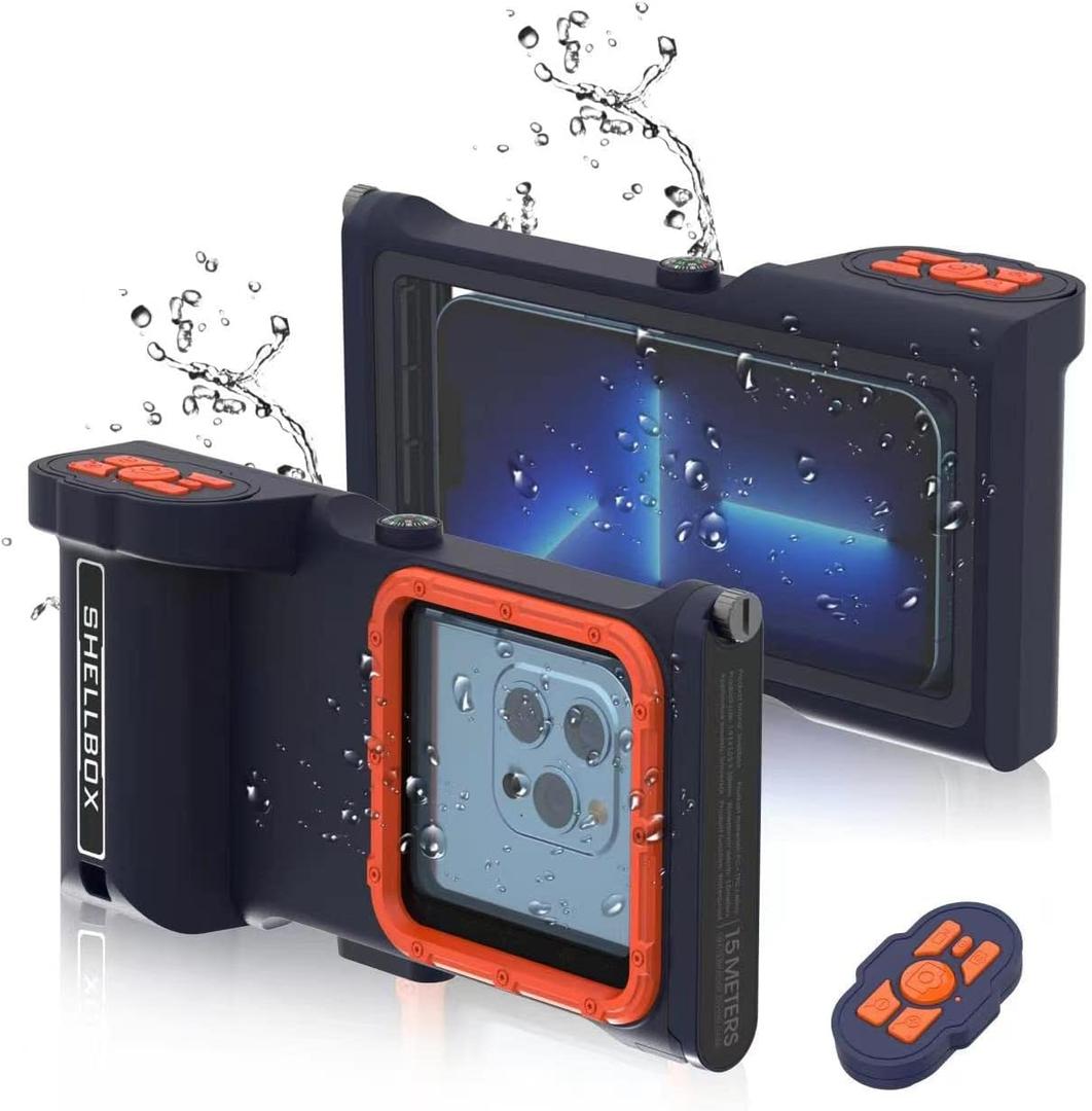 MRUOZRUI Bluetooth Connection 3rd Gen Diving Waterproof Case, Professional 15m/50ft Underwater Photo & Video Case for Snorkeling, Scuba Dive Waterproof Phone Case for iPhone/Samsung/Universal