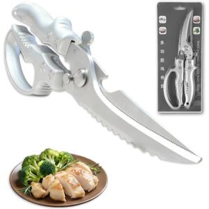 2 x Vexrythm Heavy Duty Poultry Shears - Effortlessly Cut Chicken, Meat & Veggies with Non-Slip Handle, Safety Lock & Spring Loaded Design! Dishwasher Safe Kitchen Shears!