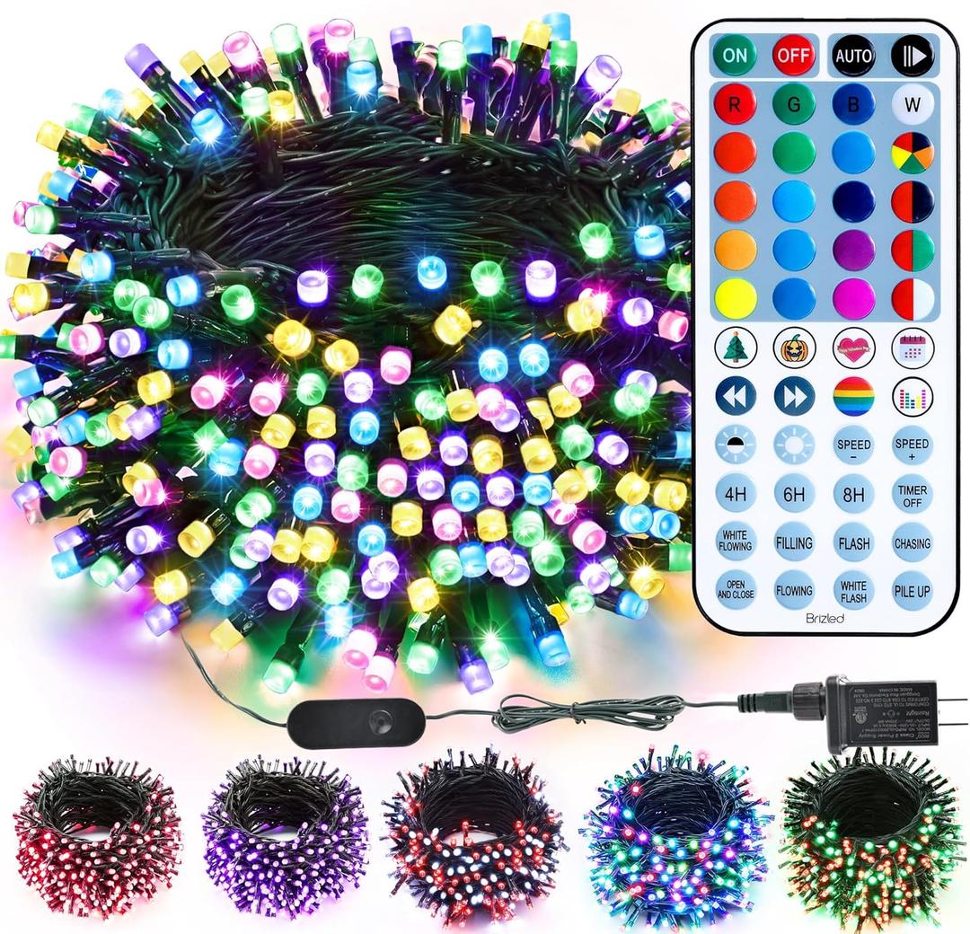 Brizled Color Changing RGB Christmas Lights, 66ft 200 LED Easter String Lights Music Sync, 120+ Modes Remote Dimmable Outdoor Mini Tree Light Indoor Plugin for July 4th Xmas Halloween