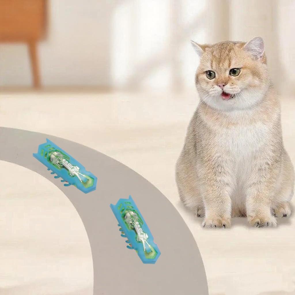 Cat Interactive Teaser Toys Educational Cat Teaser Toy 2PCS Electronic Beetle Interactive Set for Indoor Cats Kitten Chase Exercise Heal Loneliness Replaceable Battery