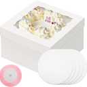 qiqee White 10x10x8 Cake Box, 18 Sets Cake Box with Window 18 Sets 10" Cake Round Boards, 10inch Cake Containers, 10 Meters Pink Silk Ribbon Includes