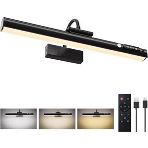 15.7'' Picture Lights for Wall with Motion Sensor, 9000mAh Rechargeable Battery Operated Poster Lights for Paintings, Portraits, Wall Decor, Black