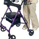 Retaoldth Rollator Walkers for Seniors with Seat, Foldable & One-Hand Carry, Upgraded Rolling Walker with Seat for Seniors, Handle Height Adjustable Walker for Seniors, Walking & Seated, Purple
