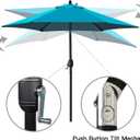Sunnyglade 7.5' Patio Umbrella Outdoor Table Market Umbrella with Push Button Tilt/Crank, 6 Ribs (Teal Blue)