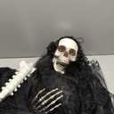 6FT Life-Size Halloween Scary Ghost Bride Decor, Halloween Animatronic with Lights and Creepy Sound, Black Ghost Haunted House Props for Garden Yard Lawn