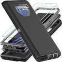 for Samsung Galaxy Note 9 Case with 2Pcs [Self Healing Flexible TPU Screen Protector & Camera Lens Protector] Military Grade 3 in 1 Heavy Duty Case for Galaxy Note 9 6.4 inch (Black/Grey)