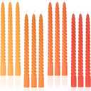Candle Stick Spiral Tall Taper Candles,Unscented Candle for Holiday,Wedding and Home Decoration,10inch,12 Pack(Gradient Orange)