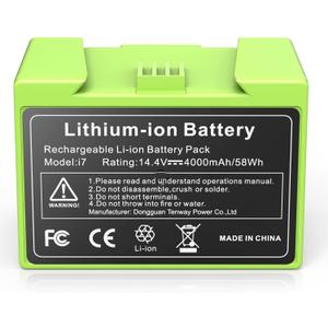 Fancy Buying 14.4V 4000mAh i7 Battery Replacement for iRobot Roomba e and i Series,e e5 e6 e5150 e5152 e6198 and i i3 3150 i3+ 3550 i4 4150 i4+ 4552 i6 i7 i7158 i7+ j7 7150 7550 i8 i8+