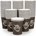 LITOPAK 400 Pack 8 oz Paper Cups, Brown Disposable Hot Coffee Cups for Party, Picnic, Travel, and Events