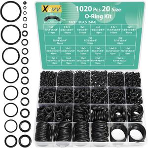 1020 Pcs O Ring Kit 20 Size Nitrile Rubber O Ring Assortment Set for Car Auto Vehicle Repair Faucet Plumbing Air or Gas Sealing Connections Resist Oil and Heat