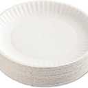 AJM Packaging PP9GRAWH Paper Plates, 9-Inch Diameter, White, 100/Pack, 12 Packs/Carton