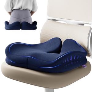 Seat Cushions for Office Chairs - Ergonomic Tailbone Pain Pressure Relief Seat Cushion - Extra Large & Thick Design Memory Foam Office Chair Cushion, 21.2" W X 16.5" L (Blue)