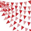 32Ft Red Checkered Racing Party Decorations Gingham Plaid Race Car Fabric Banner Triangle Flag Pennant Garland Streamers for Kids Birthday Baby Shower NASCAR Picnic BBQ Outdoor Garden Decor Supplies