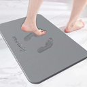 Bath Stone Mats Diatomaceous Earth Bath Mat Fast Water Drying Super Absorbent Diatomite Mat with Non-Slip for Bathroom Shower Floor,Kitchen Absorbent Pad,15.35x23.62inch,Grey,Hard 1-Pack