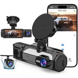 Dash Cam Front and Rear, 1080P 3 Channel Car Camera with Front Rear Inside Recording, 32GB Card, 5GHz WiFi, APP Control, Night Vision, WDR, G-Sensor, Loop Recording, 24H Parking Mode