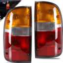 Tail Light Assembly Compatible With 1995-2000 Toyota Tacoma Rear Taillights Pair Left Driver and Right Passenge Side Replace TO2800116 TO2801116 8156004030 8155004030(Red/Amber/Clear Lens)