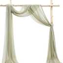 Floroom Wedding Arch Draping Fabric 2 Panels 20Ft Sage Green Chiffon Fabric Drapes Arbor Drapery Wedding Ceremony Reception Swag Decorations