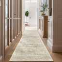 Long Bathroom Rugs Runner - Washable Runner Rugs for Hallway 2x10, Ultra-Thin Soft Kitchen Carpet Runner, Anti Slip Backing Runner Rugs for Entrance, Bedroom, Living Room(2'x10', Beige/Ivory)