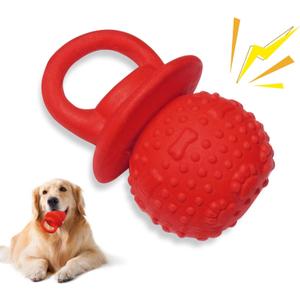 Latex Chew Dog Toys, Novelty Squeaky Pacifier Dog Toys for Teething Puppies, Mild Chewing Small, Medium, Large Dogs, Pet Dogs Supplies Newborn Puppy Gift (Red)
