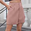Bettysays Shorts for Women Bermuda Shorts Casual Elastic Waist Wide Leg Shorts with Pockets (XL)