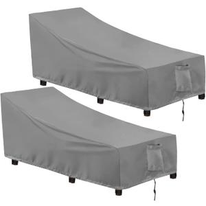 OutdoorLines Outdoor Waterproof Patio Chaise Lounge Chair Cover - UV Resistant Lounger Covers Heavy Duty Weatherproof Patio Sofa Furniture Covers, 2 Packs, 84Wx32Dx32H Inches, Gray (Grey)
