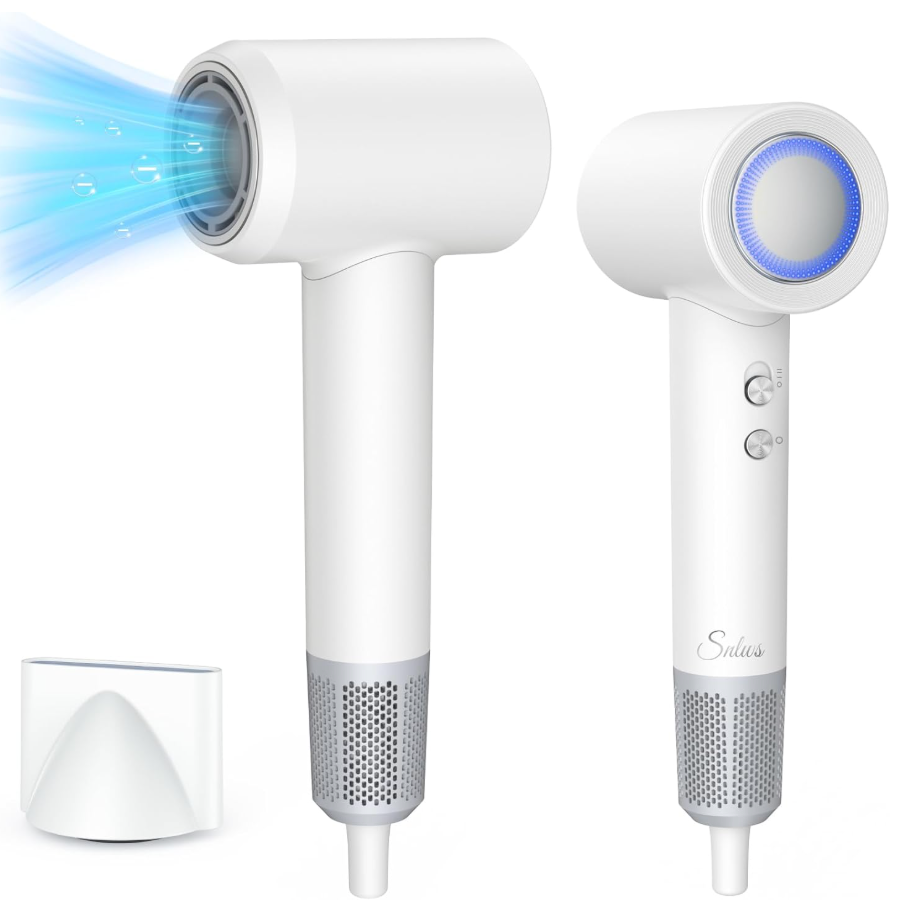 Hair Dryer, High-Speed Negative Ionic Blow Dryer with 110,000 RPM Brushless Motor for Fast Drying, Travel Hair Dryer with Low Noise and Magnetic Nozzle (Fashion White)