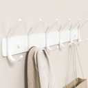 Coat Rack Wall Mount Hooks - 15 Inch Matte White Metal 6-Hook Organizer Wall Mounted, Modern Kids Room, Entryway & Bathroom Hanger for Beach Towels, Coats, Purses, Bags (1 Pack)