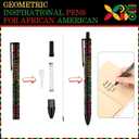 Sinload 200 Pcs Black History Month Ballpoint Pens Bulk for Prizes Inspirational Geometric Dream Freedom Diversity Equal Pen African American Party Supplies