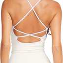 Danysu Sculpt Workout Tank Tops Women Backless Longline Sports Bras Strappy Padded Yoga Top  S