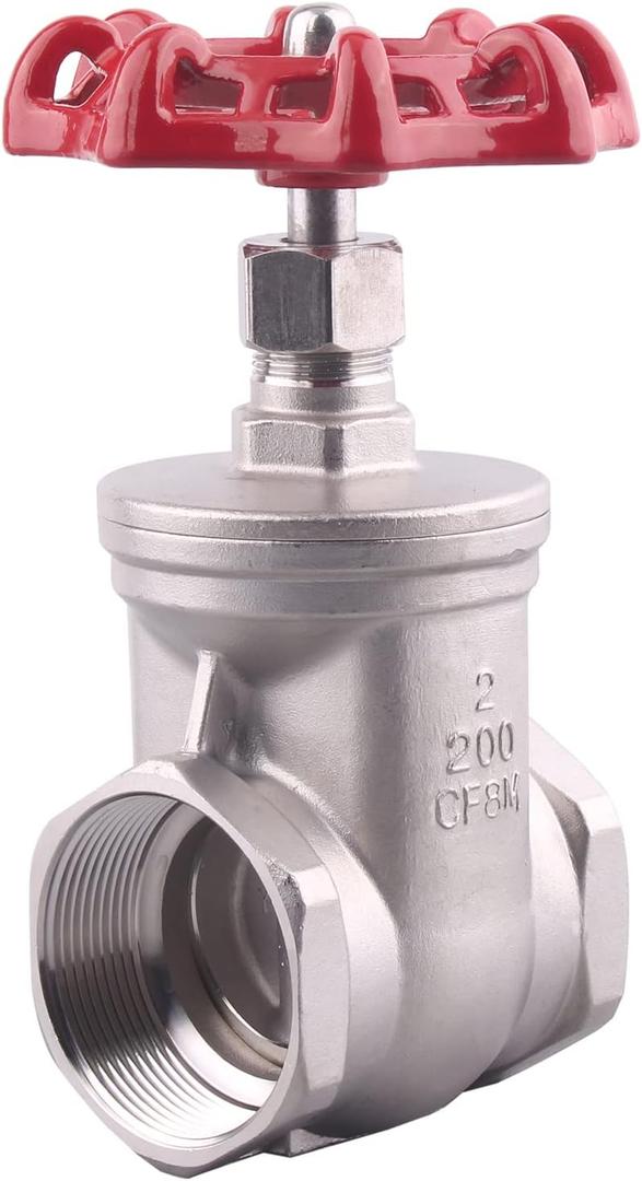 Heavy Duty Gate Valve - 2" NPT Stainless Steel Female x Female Thread Rotary Sluice Valve with Wheel Handle 200WOG For Water Oil Gas