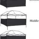 2pcs Half Sidewalls Panel for Pop Up Canopy Gazebo Tent Shelter 10'x10', 10'x15', 10'x20' Vertical Leg, 2 Black Half Walls Only