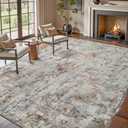 tchdio Area Rug 8x10 Rugs for Living Room- Abstract Soft Living Room Rug-Non Slip Carpet- Washable Rug for Bedroom Dining Room Home Office Modern Rugs Light Grey/Brown/Red