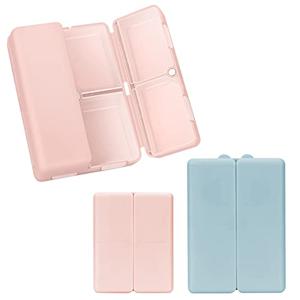 FYY 2 Pcs Daily Pill Organizer, 7 Compartments Portable Pill Case Travel Pill Organizer,[Folding Design] Pill Box for Purse Pocket to Hold Vitamins,Cod Liver Oil,Supplements and Medication-Pink+Navy