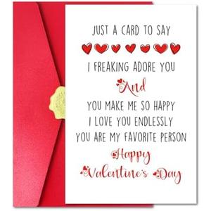 Pstyteos Romantic Valentine’s Day Card for Wife Girlfriend Her, Sweet Valentine’s Day Card with Red Envelope and Sticker for Husband Boyfriend Him, Pack Of 12