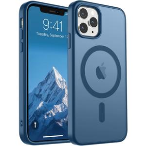 SUPFINE Magnetic for iPhone 11 Pro Max Case (Compatible with MagSafe) (10 FT Military Grade Drop Protection) Slim Translucent Matte Shockproof with Anti-Fingerprint Phone Case,Deep Blue