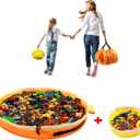 Toy Storage for Lego Play Mat Bag - Duplo Toy Organizer Storage Bag by Drawstring for Kids Tidy Toy with Lips can as Gift (2Pcs = Big Orange + Mini Yellow)