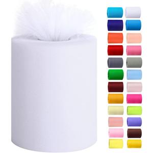 Tulle Rolls 6 by 100 Yards (300 feet) Tulle Roll Spool Fabric for DIY Tutu Skirts Wedding Baby Shower Crafts Decorations Party Supplies (White)